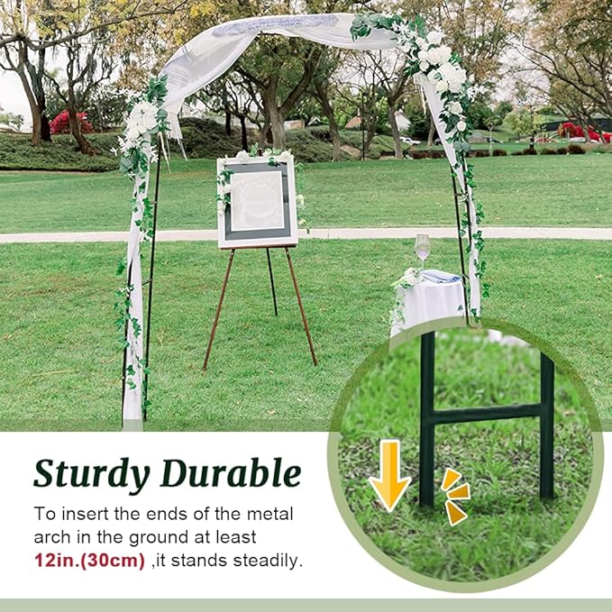Zhisheng Metal Pergola Arch Garden Arbor Frame Outdoor Wedding Party Climbing Plants Trellis 7.9ft Wide X 6.4ft High Or 4.9ft Wide X 7.9ft High, for Halloween Bridal Party Decoration, Black