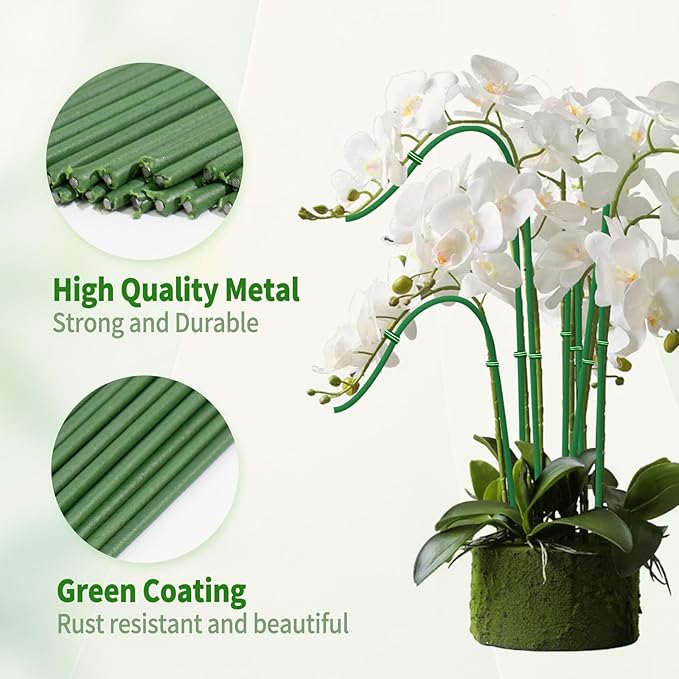 [36 Pcs] Plant Stakes, Bendable Plant Sticks, 18 Inches Single Stem Plant Support Stakes with Twist Ties, Garden Stakes for Indoor and Outdoor Plants, Potted Plants, Flowers Orchid Peony Rose