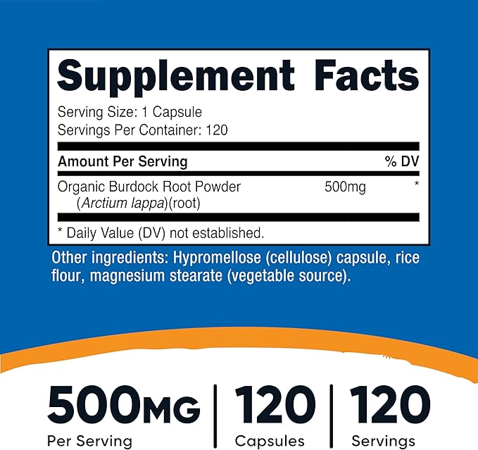 Nutricost Burdock Root 500mg, 120 Capsules - Gluten Free, Non-GMO, Vegetarian Friendly