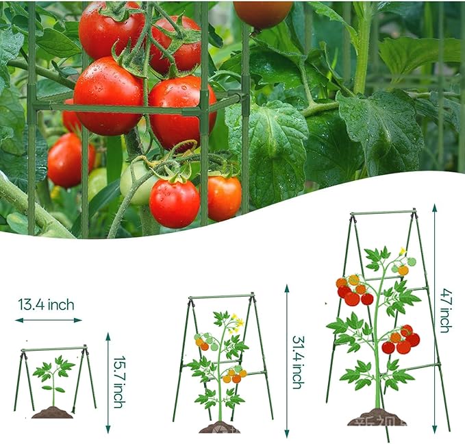 Updated A-Frame Cucumber Trellis for Raised Beds, Adjustable Size Garden Trellis for Climbing Plant Outdoors with Climbing Net and Plant Support Clip for Vegetable Grape Tomato Garden Supplies