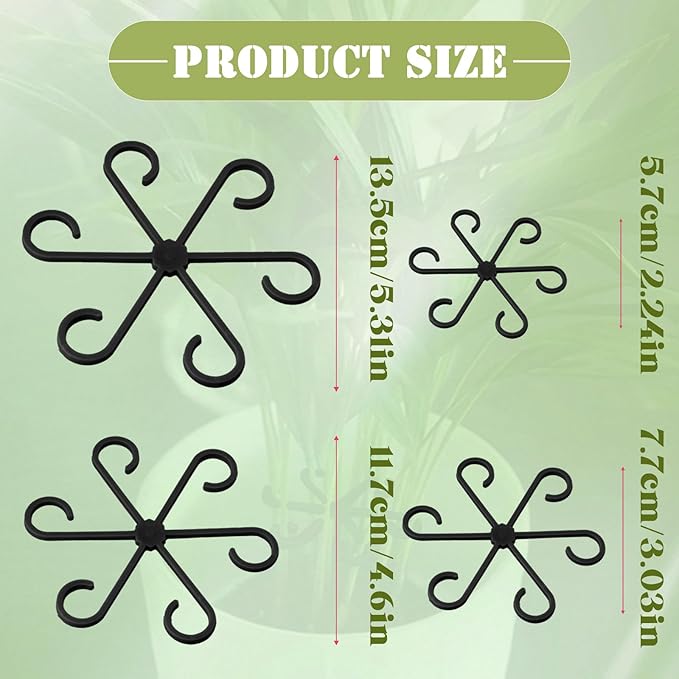 4Pcs Plant Stem Supports, Reusable Plastic Plant Accessories Indoor, Monstera Plant Support for Climbing Houseplants, Stakes Trellis Stem Hook Growth Tools for Neat Garden Arrangement(Black)