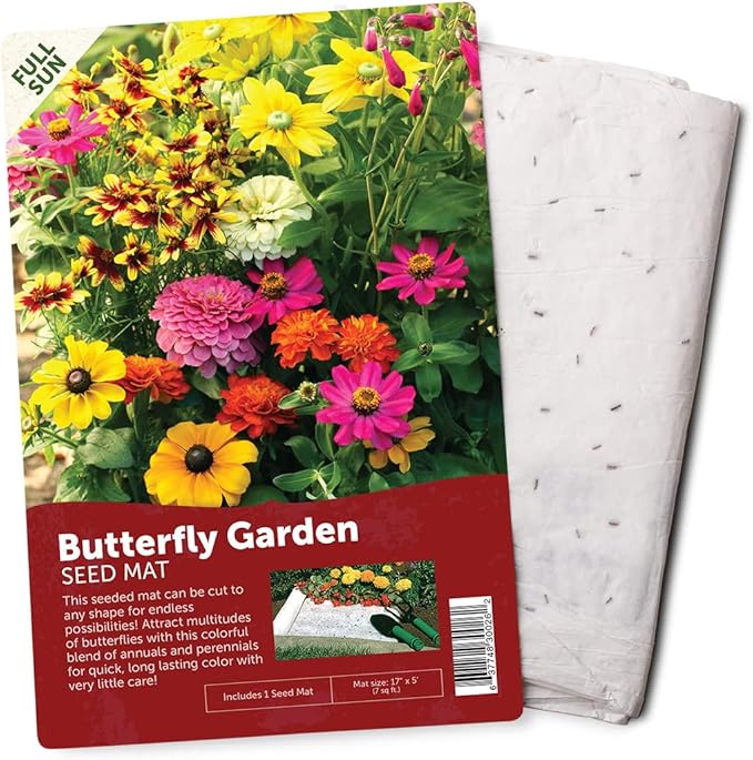 BloomingBulb Seed Mat - Easy to Plant and Grow Garden Seeds - Creates Fragrant, Vibrant Flower (Butterfly Garden)