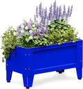 Raised Garden Bed with Detachable Legs Elevated Metal Planter Box for Growing Fresh Herbs Vegetables Flowers Succulents&Other Plants for Outdoor Backyard Patio (Blue - Low Height)