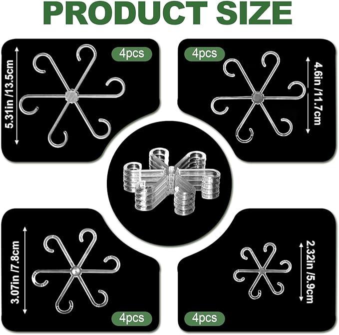16 Pack Upgraded Plant Stem Supports, Nearly Invisible Plant Support for Indoor Plants, 4 Sizes Stem Holders for Climbing Houseplants, Reusable Plant Stabilizer, Indoor Plants Accessories