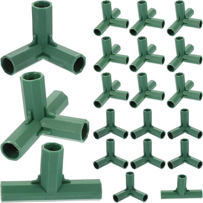 20pcs Greenhouse Frame Connectors Gardening Frame Joints 16mm Pole Connectors for Garden Stakes and Plant Support Structures Sturdy Fixing for Outdoor Greenhouse Construction