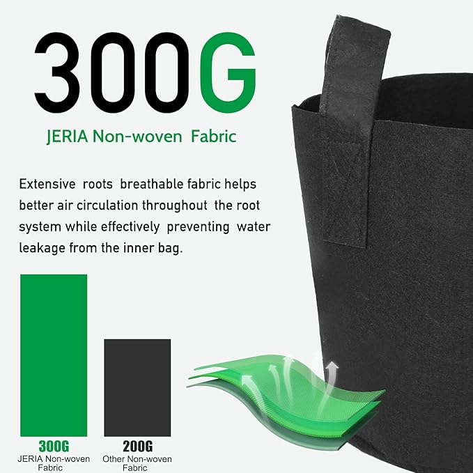 JERIA 24-Pack 10 Gallon Nonwoven Grow Bags, Plant Grow Bags，Heavy Duty Aeration Fabric Pots with Durable Handles, Come with 24 Pcs Plant Labels