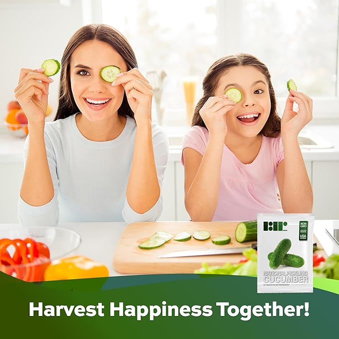 National Pickling Cucumber Seeds for Planting - Heirloom, Non-GMO, USA Grown Seeds in Premium Waterproof Packaging with Plant Information and Instructions - Cucumis Sativus