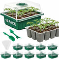 VPQZUPG 10 Pcks Seed Starter Tray 120 Cells Seed Starter Kit with Humidity Dome, Seed StartingTrays for Seed Seedling Planting Starter, Mini Greenhouse Plant Germination Trays（Green）