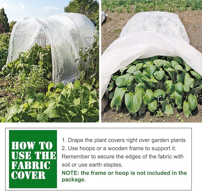 Plant Covers Freeze Protection 10 ft x 30 ft Floating Row Cover 1.5oz/yd² Garden Fabric Plant Cover for Winter Frost/Sun Pest Protection (10FT X 30FT)