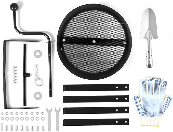 QWORK 13" Rotary Soil Sifter Compost Sieve, Efficient 1/5 Inch Mesh,Durable Construction