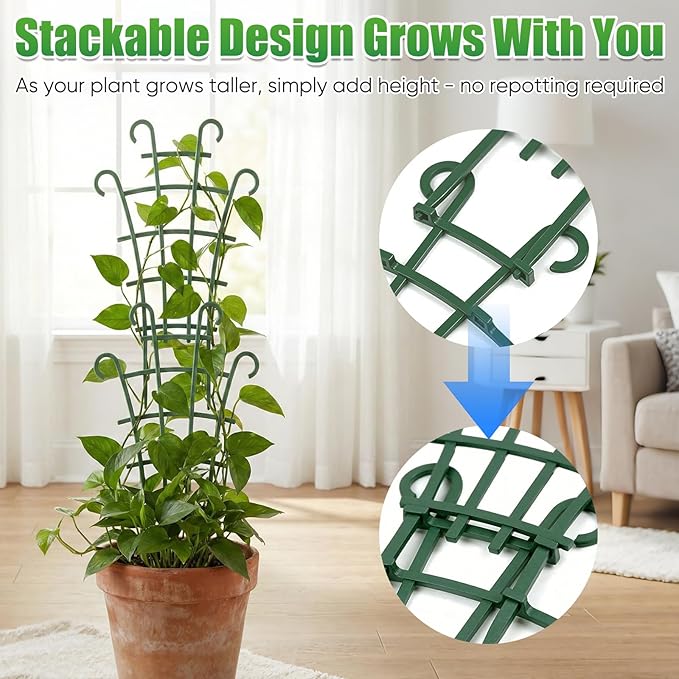 6PCS Indoor Small Trellis,Stackable Plant Trellis for Indoor Climbing Plants,Small Plant Climbing Trellis for Potted Plants Plastic Climbing,Potted Plant Trellis for Houseplants