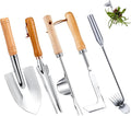 Yungyan 5 Pcs Weed Puller Set Include Dandelion Fork Weeding Knife Tool Hand Trowel 5 Teeth Weeding Tool L Shape Gardening Crack Sickle Tool Hoe for Garden Lawn Grass Moss Removal Backyard