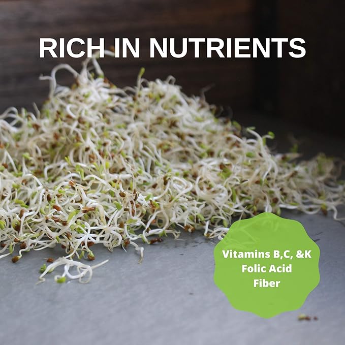 Certified Organic Alfalfa Sprouting Seed- 2.5 Lbs - Handy Pantry Brand - High Sprout Germination- Gardening, Growing Salad Sprouts, Planting, Food Storage & More