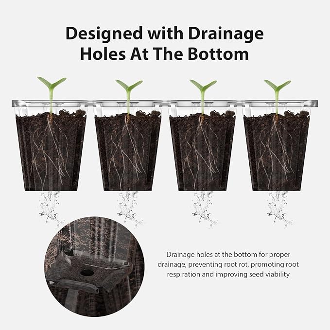 Seed Starter Tray, 20PCS Seed Starter Kit, Seedling Starter Trays with Heightened Lids for Seed Staring, Indoor Gardening Plant Germination Trays (12 Cells per Tray) Green