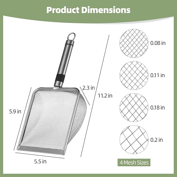 4 Pcs Gardening Soil Sifters - Garden Sifters with Handles, Stainless Steel Sieve Sifters, Gardening Compost Sifters for Sands, Rocks, Dirts, 0.08"/0.11"/0.18"/0.2" Mesh