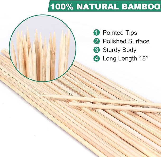 40 Pack 18'' Natural Bamboo Plant Stakes, Wood Plant Supports, Wood Garden Sticks for Plants Tomato Floral Potted, Wooden Sign Posting Garden Sticks