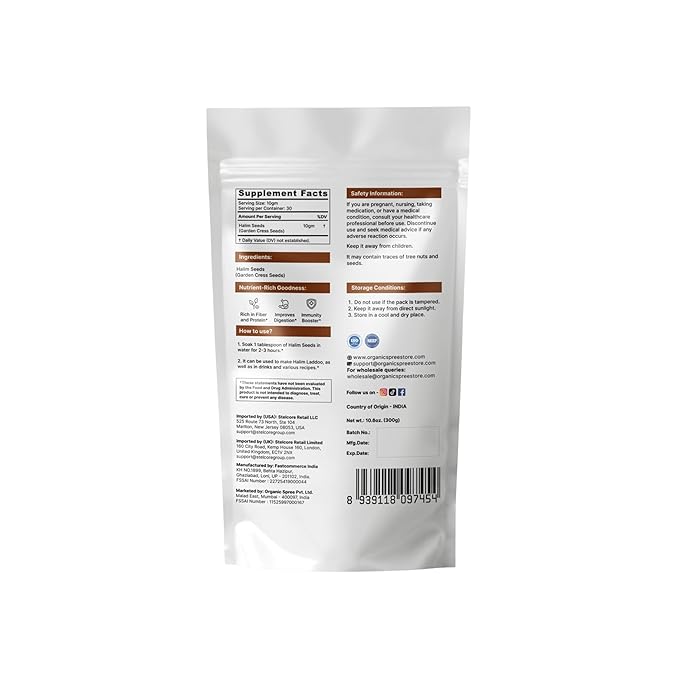Organic Spree Halim Seeds 300gm (10.6oz) | Garden Cress Seeds | Pure and Natural - Pack of 2