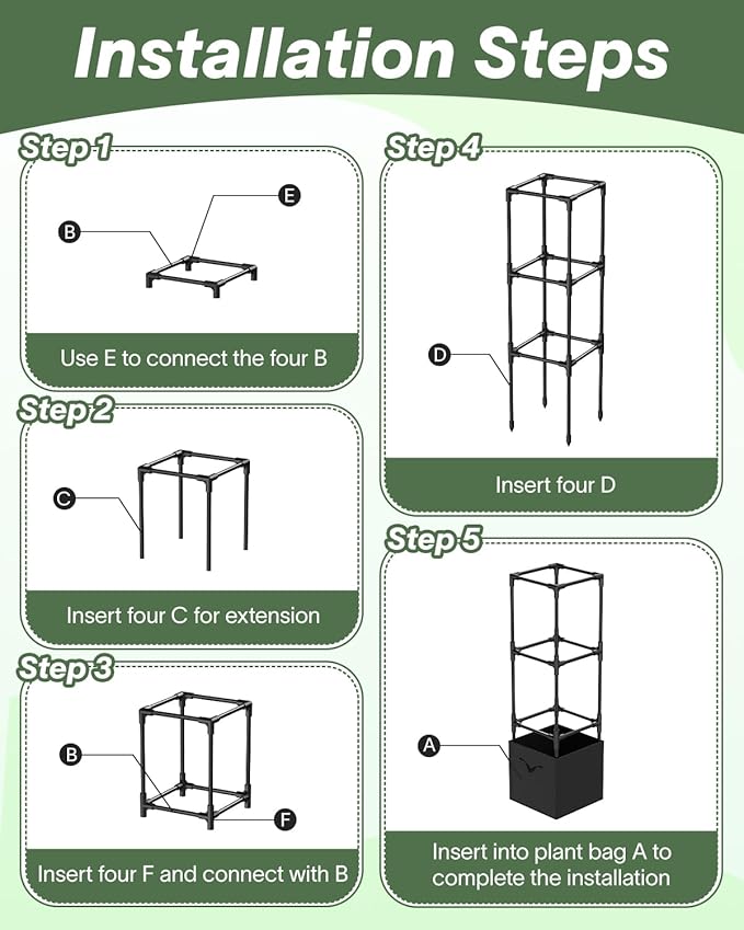 Dragon Fruit Trellis for Climbing Plants Indoor Outdoor, Heavy Duty Metal Adjustable Vertical Garden Support for Indoor Outdoor Potted Plants, Tomato, Cactus, Roses,Vines(12 * 12 * 47inch,1PC)