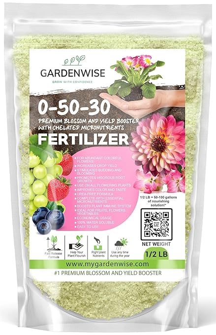 0-50-30 Universal Premium Bud and Bloom Booster Increases Flowering & Yield, for Use in Soil and Hydroponics, Super Concentrated Flower Fuel (1/2 LBS)