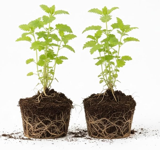 Set 2 Lemon Balm Plants Live for Planting, 4-7" Tall, Lemon Balm Mint Herb Seedling, Well Rooted Starter Plants