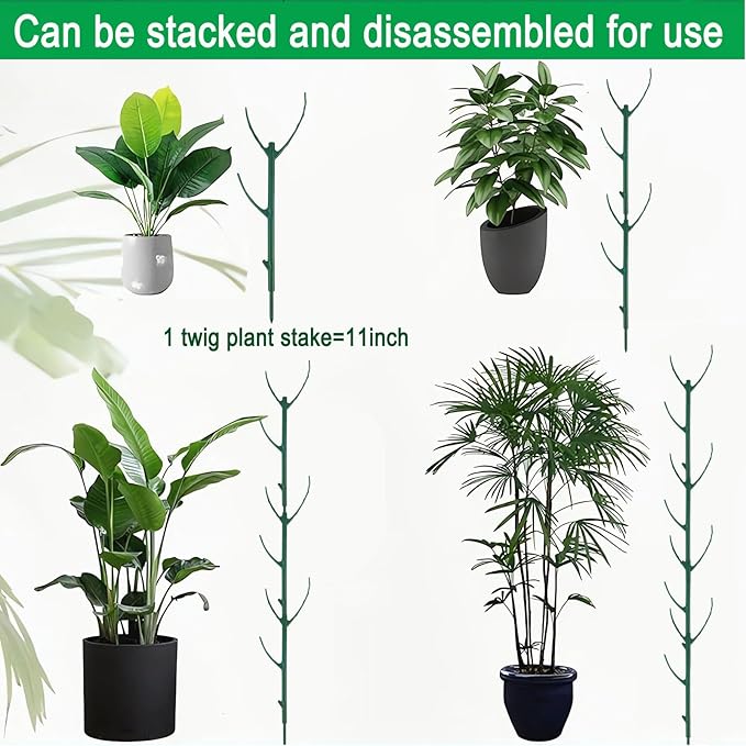 5 Pack Stackable Monstera Plant Support Climbing Plants Support Structures for Indoor Outdoor Plants Plant Holder Stick with Plant Ties for Support Tall Potted Plants