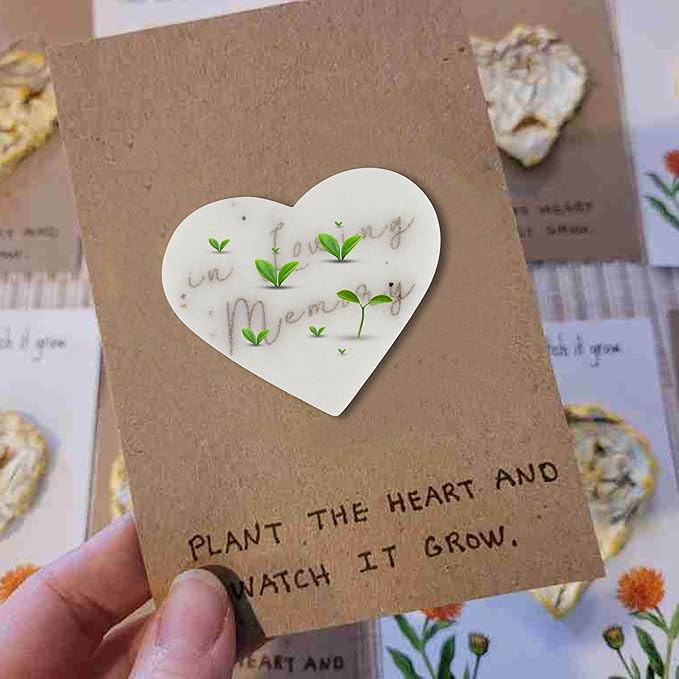 Ezoon Plantable Wildflower Seed Paper Hearts In Loving Memory 50 Pack Funeral Favors