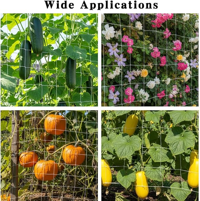 Trellis Netting for Climbing Plants 2 Pcs 6x15Ft Garden Trellis Netting Plant Support Net Heavy Duty Climbing Net Trelliss for Vegetables Fruits Grape Beans Tomatoes Peas Pumpkin Flowers Outdoor