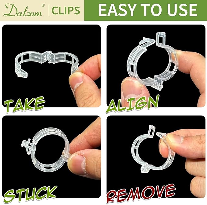 Clear Plant Support Clips 200 PCS, Reusable Plastic Garden Clips for Climbing Plants, Tomato Trellis Clips for Cucumber Eggplant