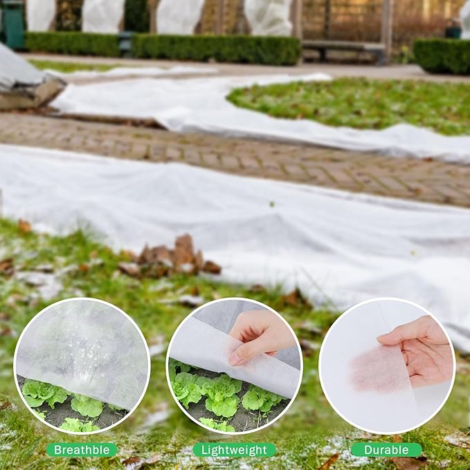 Hushee 6 Pack Plant Covers Freeze Protection, 8 x 24ft Frost Blankets Cover for Plants, Plant Frost Protection Cover, Garden Netting for Winter, Floating Cover Frost Cloth, Freeze Protection Blankets