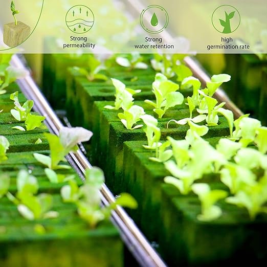 Halatool 1.5 Inch Rockwool Cubes Garden Stonewool Grow Cubes Starter Plugs for Hydroponics Soilless Cultivation Seedlings Cuttings Clone Plants Germination Start (4 Sheets, 196 Plugs in Total)