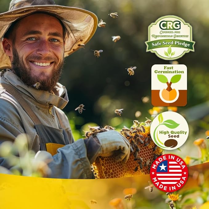 Honey Source Wildflower Seeds Mix for Honey Bees - 4oz, Premium Annual and Perennial Flower Seed Mix – Bulk Planting for Pollinator