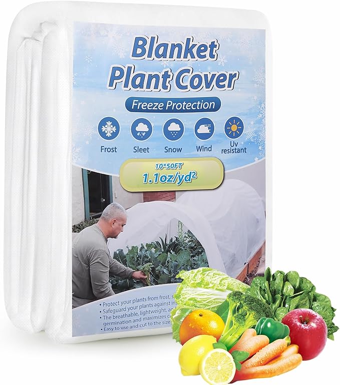 Plant Covers Freeze Protection,10 FT x 50 FT 1.1oz/yd² Thicker Floating Row Blanket Cover Fabric Plant Cloth for Winter Frost Snow and Garden Protection