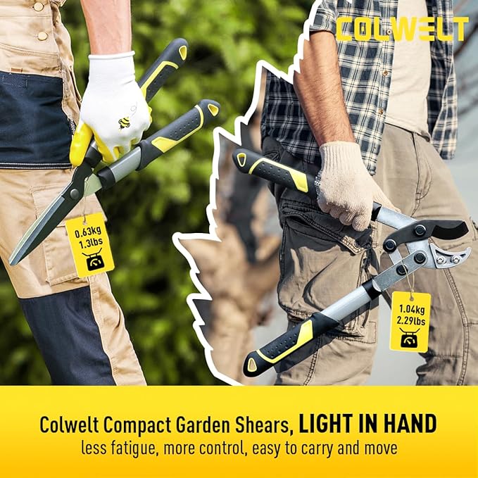 Colwelt Loppers Hedge Shears Garden Shears Set 3Pcs, Compact 17’’ Anvil Branch Cutter & Hedge Clippers & Garden Scissors, Shears Gardening Tools for Yard(Set for the bulk of light-to-moderate pruning)
