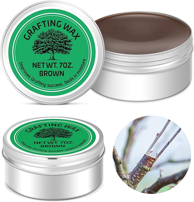 RattanView 2 Pcs 7 oz Grafting Wax Tin Weather Resistant Wax for Grafting Roses Fruit Bonsai Shrubs Wound Sealer Flexible Graft Sealer for Effective Tree Wound Repair(Classic)