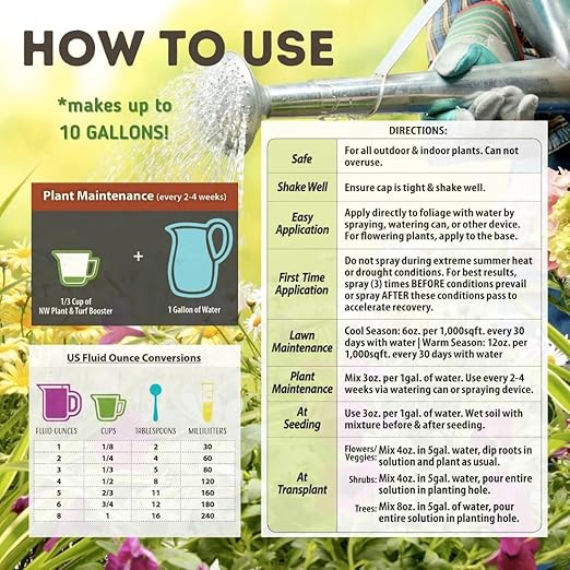 Nature's Wonder Plant & Turf Booster, 30 oz | Organic Soil Conditioner & Root Booster for Plants - Concentrated Liquid Biostimulant with Fulvic Humic Acid for Plants, Potting Soil, Flowers & Lawns