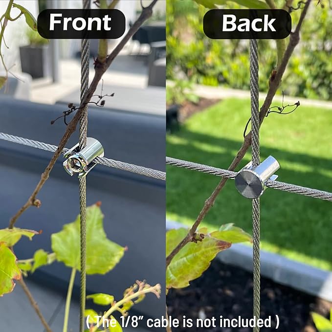 20pcs 1/8" Cable Cross Clamps, T316 Stainless Steel Cross Cable Clamps for 3mm Wire Rope or Rod Fittings, No Drilling Clips for Wire Trellis Kits (Invisible)
