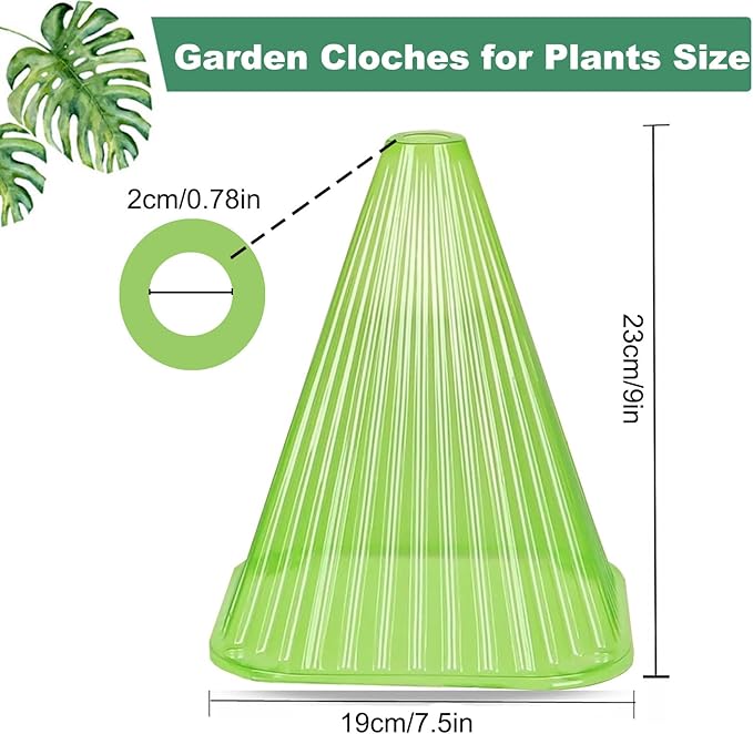 Fshow Garden Cloches,20 Pack Reusable Plant Bell Cover,Bell Jar Cloches for Protection Against Sun, Frost, Snails Etc. (Green)