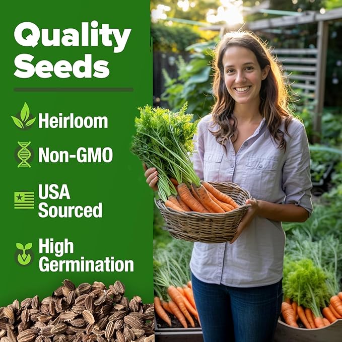 HOME GROWN - Snap Pea Seeds for Planting Organic 100 & Tendersweet Carrots Pack 3000