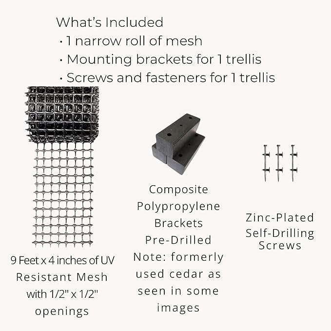 Deck Post Trellis for Posts and Columns, 108 in x 4 in Narrow Climbing Plant Support, HDPE Mesh Vine Trellis for Clematis and Vines, Scroll Trellis 1-Pack