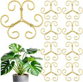 Frienda 9 Pcs Monstera Plant Support Metal Iron Plant Stem Support Stakes for Indoor Plants 4.1 Inch Golden Powder Coating Turtle Shell Bamboo Clamp Set for Thriving Growth Indoor Garden Accessories