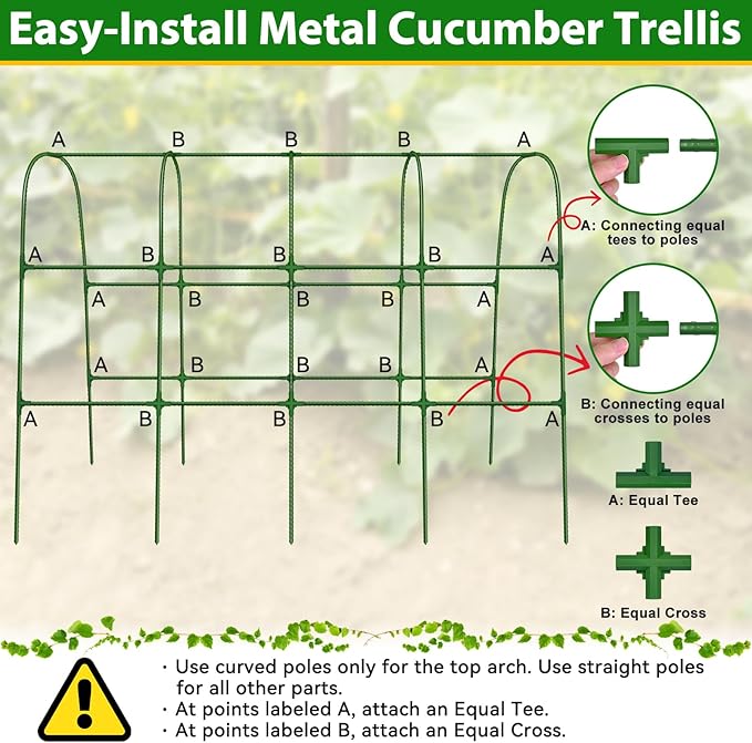 Cucumber Trellis for Raised Bed, 66''x48'' U-Shape Garden Trellis for Climbing Plants Outdoor, Metal Arch Plant Support, Vegetables Trellis for Squash Grape Pea Bean Vines Flower