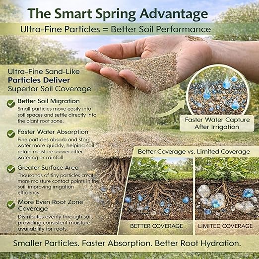 Water Storing Minerals - 4-Pound Water Absorbing Granules – Reduce Plant Waterings by 50% for Indoor Pots and Outdoor Gardens – Natural Non-Toxic Magic Sand Soil Additive for Planters & Lawns