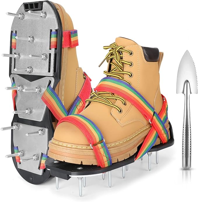 DenForste Lawn Aerator Shoes for Grass - Pre-Assembled Grass Aerator Shoes for Lawn - Soil Yard Aerator Tool for Aerating Patio Garden, Colorful