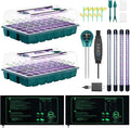 Seed Starter Tray with Grow Lights and Heat Mat, 3-in-1 Soil Meter, 80-Cell Seed Growing Tray, Germination & Plant Propagation Station for Indoor Plants 2-Pack