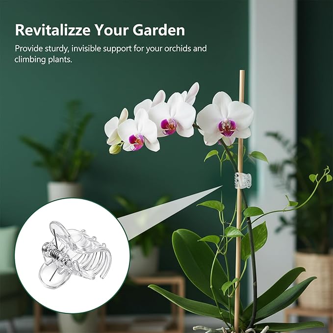 50pcs Orchid Clips for Plants Support, Transparent Plant Orchid Clips 6 Claws for Indoor and Outdoor Plants Plastic Butterfly Plant Support Structures for Garden Vine Stem