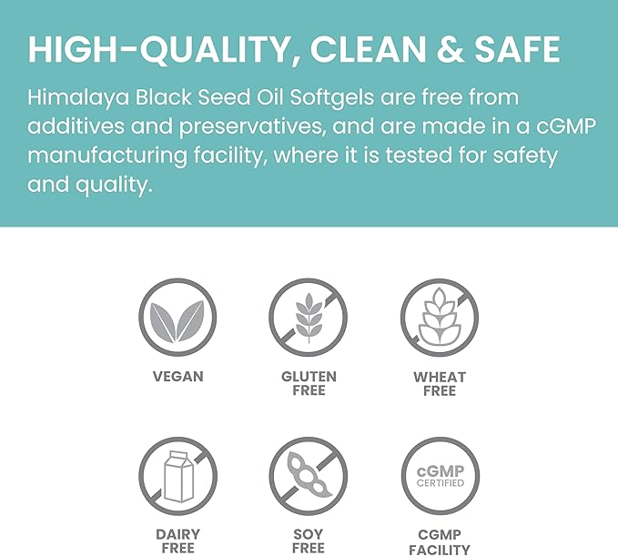 Himalaya Black Seed Oil Softgels, Cold-Pressed & Unrefined Black Seed Oil for Wellness, Non-GMO, Vegan, Gluten-Free, No Additives, 1,000 mg Per Serving, 60 Softgels
