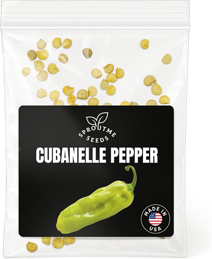 Fall & Winter Cubanelle Pepper Seeds for Indoor Planting – 50 Non-GMO Heirloom USA-Grown Sweet Frying Pepper Seeds with High Germination (Capsicum annuum)