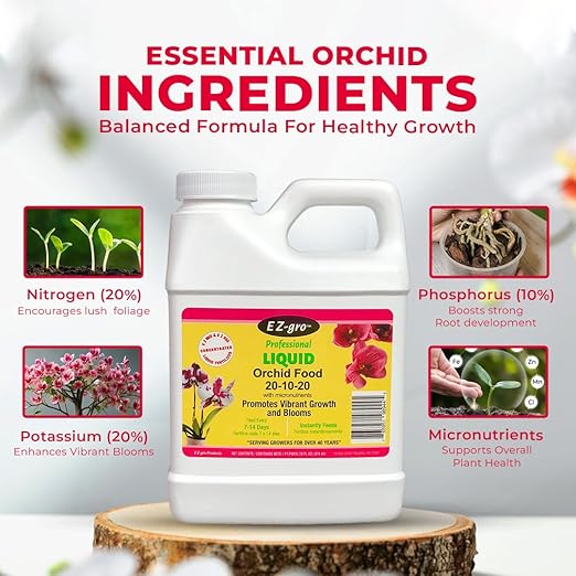 EZ-gro Orchid Fertilizer 20-10-20 - Liquid Plant Food | Plant Fertilizer for Indoor Plants, Bloom Booster Liquid Plant Fertilizers for Indoor Orchids, Nutrients for Healthy Flowers & Potted Houseplant