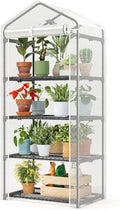SUPERLELE 4 Tier Mini Greenhouse for Indoor Outdoor, 19.3x27.2x62in Portable Plant Greenhouse with Adjustable Shelves, Reinforced PE Mesh Cover, Heavy Duty Steel Frame, Waterproof for Balcony Patio