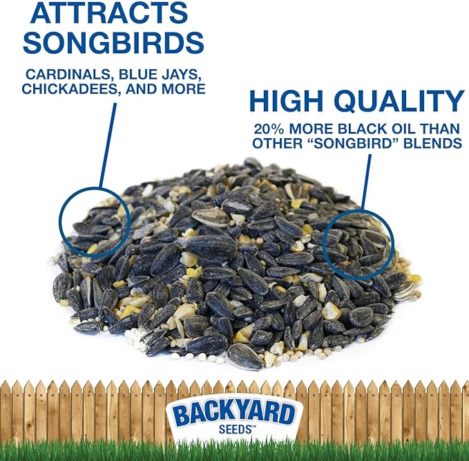 CountryMax Backyard Seeds Premium Blend Bird Seed 20 lb - to Attract Songbirds - Wild Bird Food Mix with Black Oil Sunflower (20 Pounds)